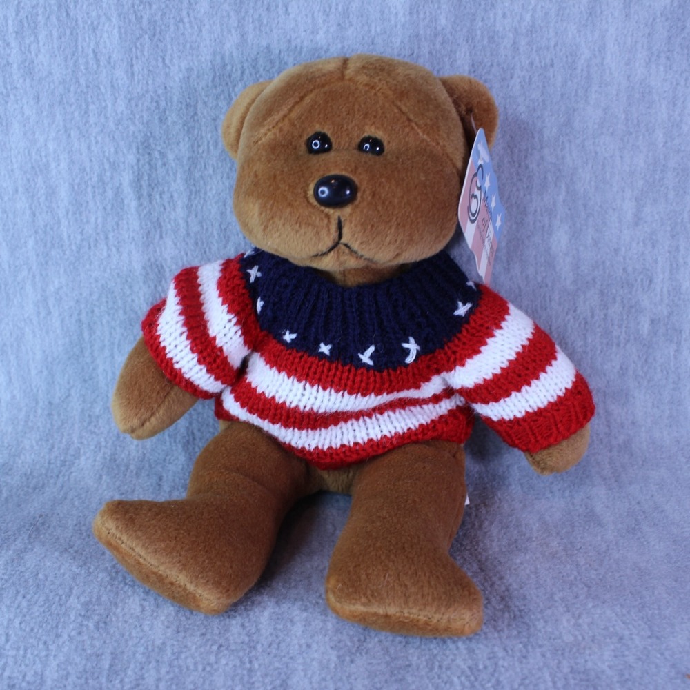 TEDDY BEAR "Justice" March of Dimes American Sweater 8" Plush Stuffed Animal Toy